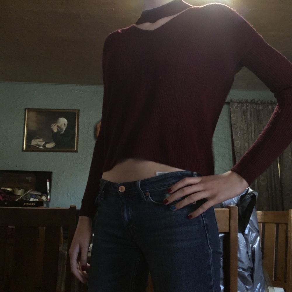 Burgundy Charlotte Russe crop sweater